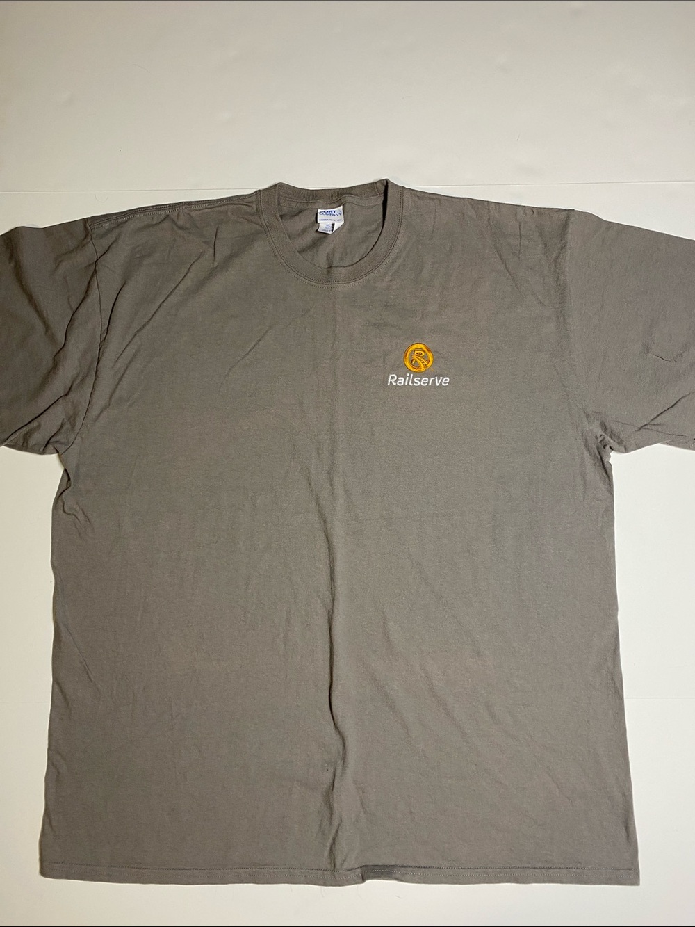 Railserve Mens SZ 2XL Crew Neck Casual Work Tee Shirt Short Sleeve Gray D30e